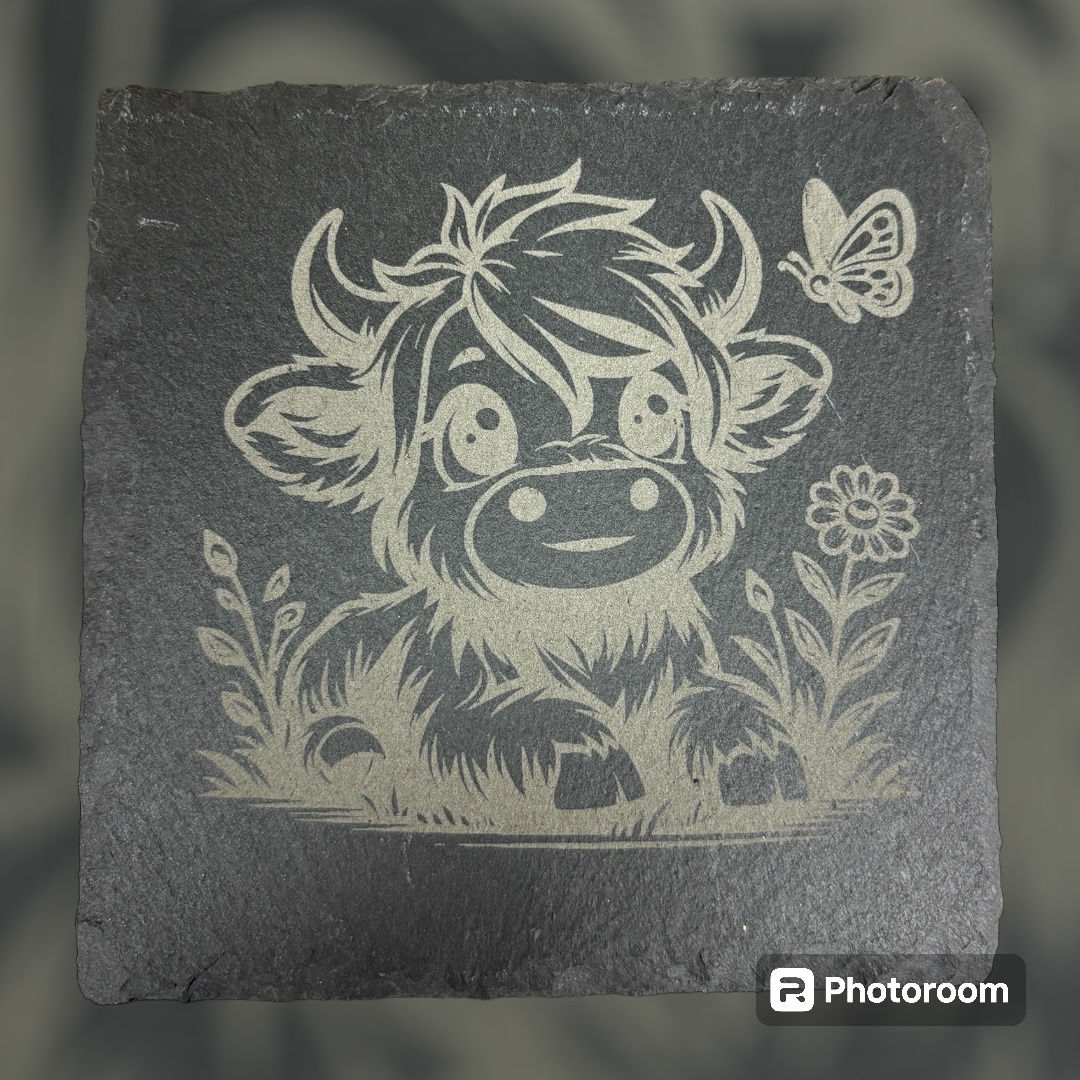 Highland Cow Slate Coasters (C)