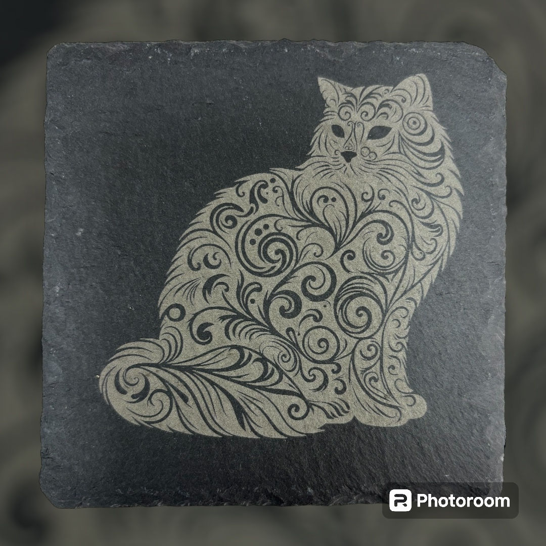 Fancy Cat Slate Coasters (B)