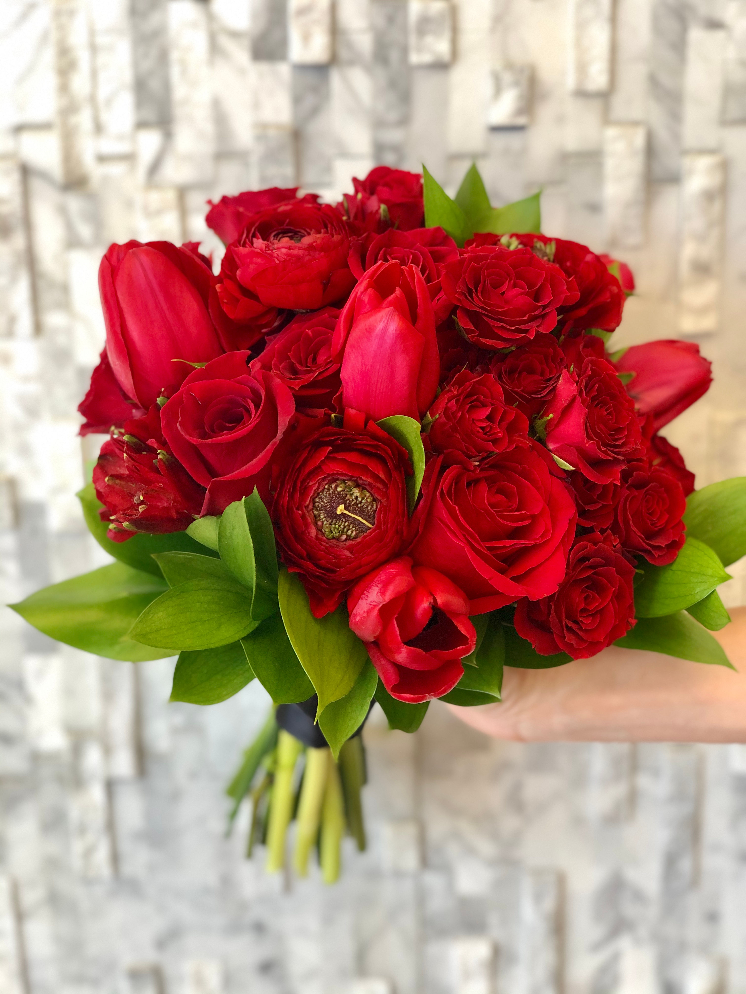 Glamorous Red Prom Posy Premium