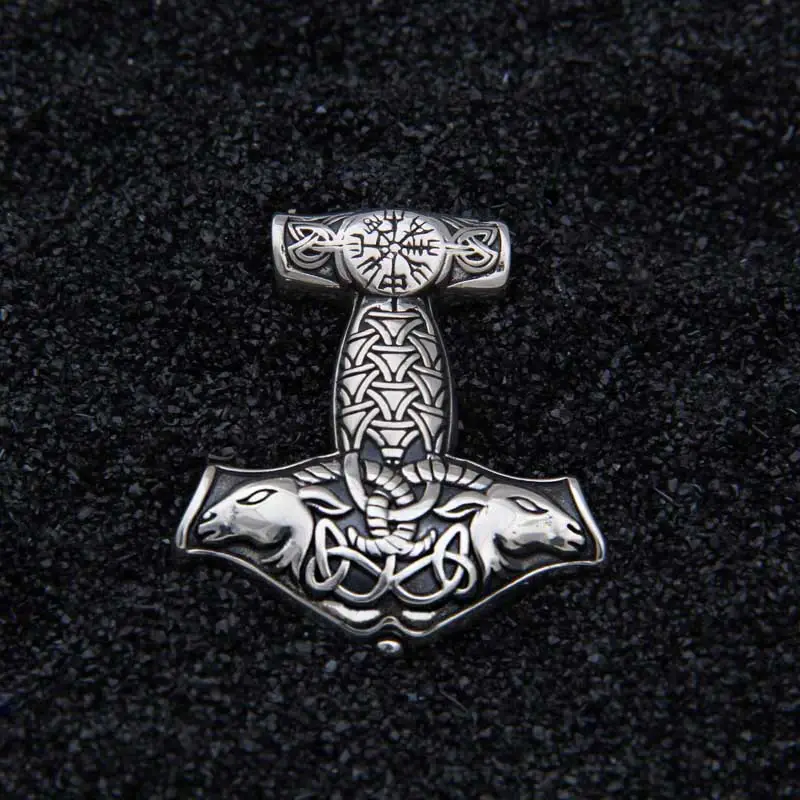 925 sterling silver Mjölnir necklace with Thor’s sacred goats