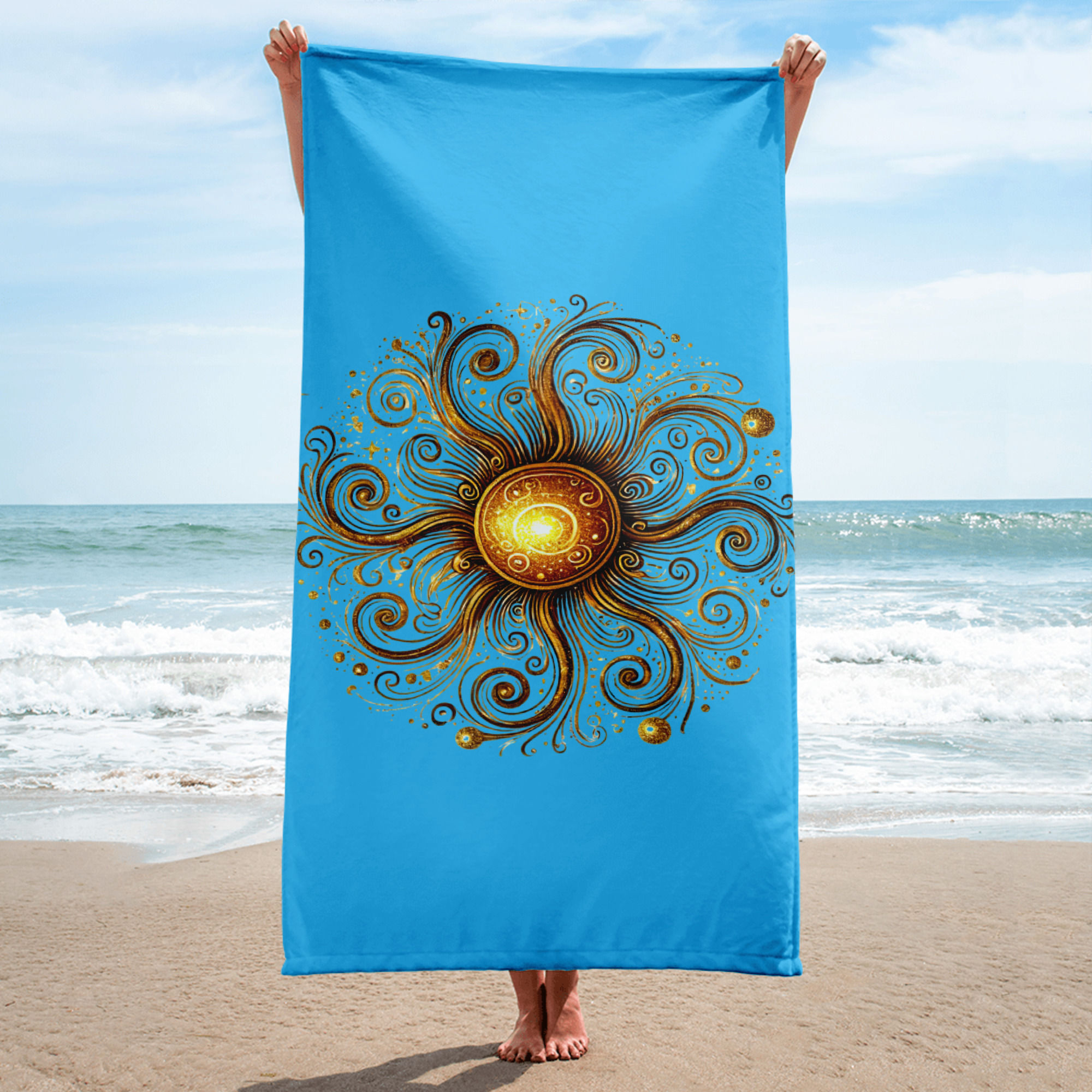Lightweight blue towel with soft tones, perfect for poolside or beach