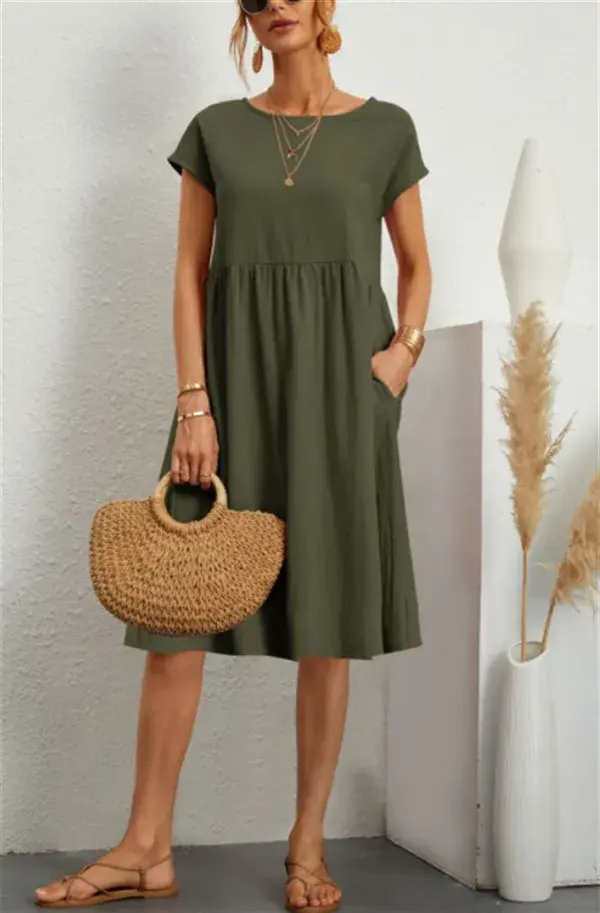 Thumbnail: 2024 European and American Fashion Women's Summer Solid Cotton Linen an