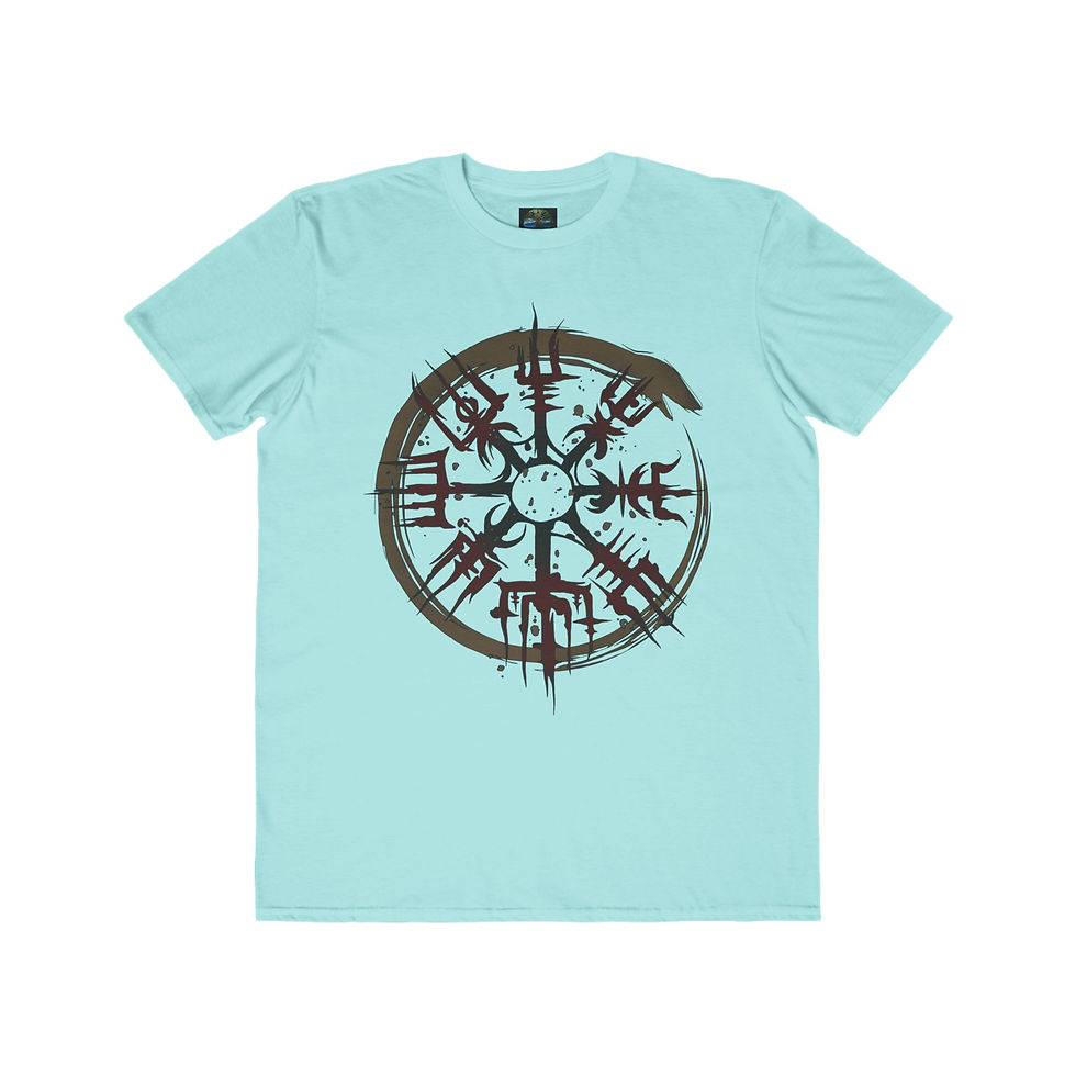 Thumbnail: Vegvisir & Viking Warrior Tee – Norse Compass Front Print, Viking Warrior Back