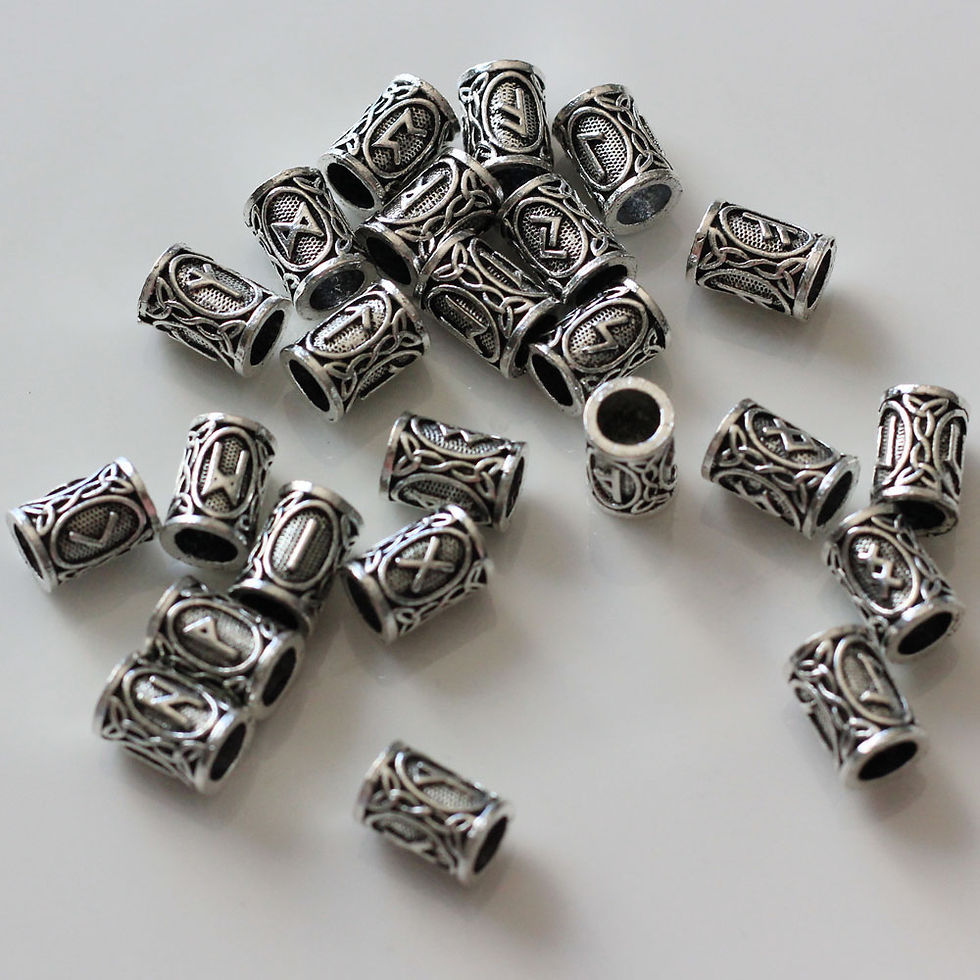 Stainless Steel Rune Beads for Beards Hair and Ritual Crafting