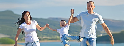 Family fun outside happy healthy