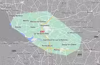Carte google montrant la zone de chalandise de l'association.