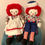 Thumbnail: Raggedy Ann and Andy vintage plush doll set.