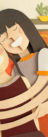 Papel canson, papel, canson paper, papeles arte, papel Fabriano, paper craft, cut out, papel, ilustración, cortar y pegar, paper, paper art, paper artist, paper cut, artist, paper cut art, paper love, paper illustration, ilustración infantil, handmade, hand cut paper, Maria Ponce, tijeras, colores, cortador, papeles especiales, Abrazo, amistad, felicidad, mujeres, conexión