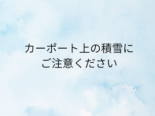 2月4日公開 カーポート上の積雪にご注意ください