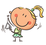 Cartoon girl playing triangle