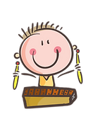 Cartoon boy playing xylophone