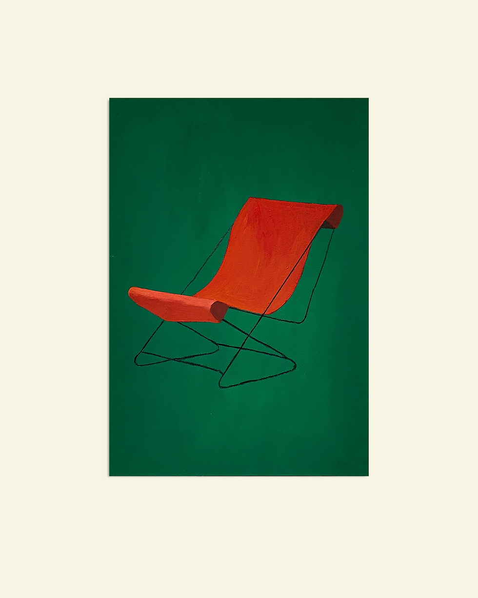 Miniatura: pintura lina bo bardi - poltrona alta • guilherme milward • 42cm x 29,5