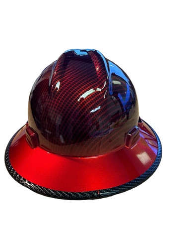Custom Hard Hat Red Kandy Carbonfiber red brim w/edge Hydro