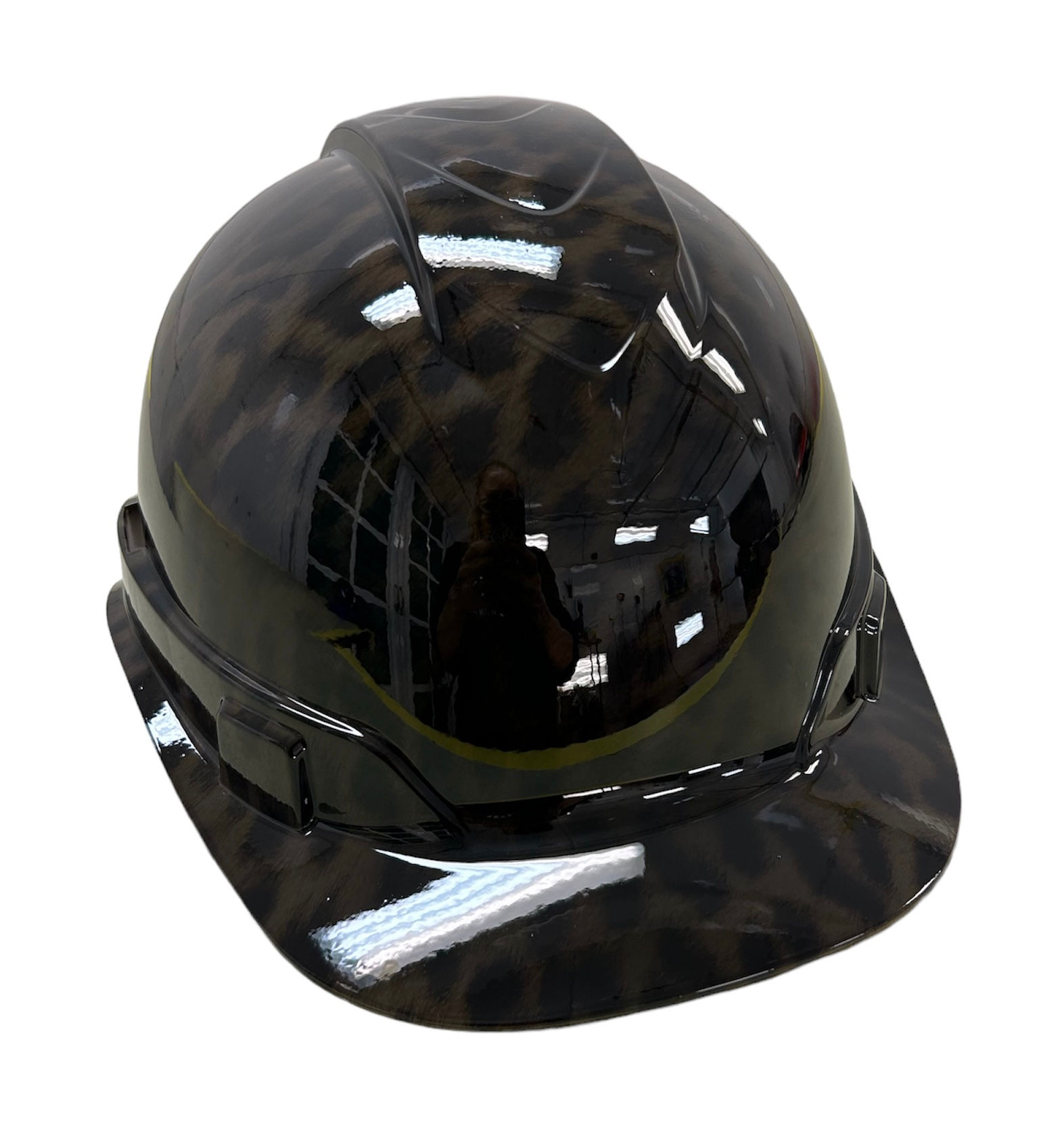 Custom Kandy Black Cheetah Hard Hat Ridgeline Cap Style