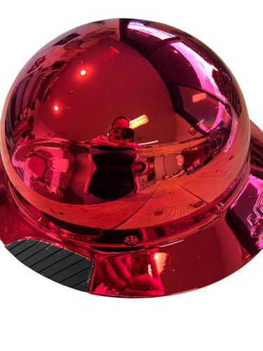 Custom Chrome Kandy Red Lift Fiber Resin Full Brim Hardhat | bagrbuck