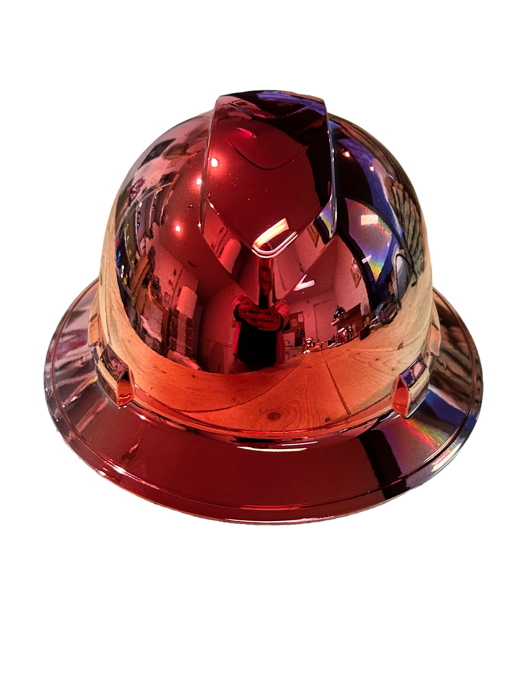 Custom Ridgeline Full Brim Hard Hat Chrome With Kandy Red Ridge