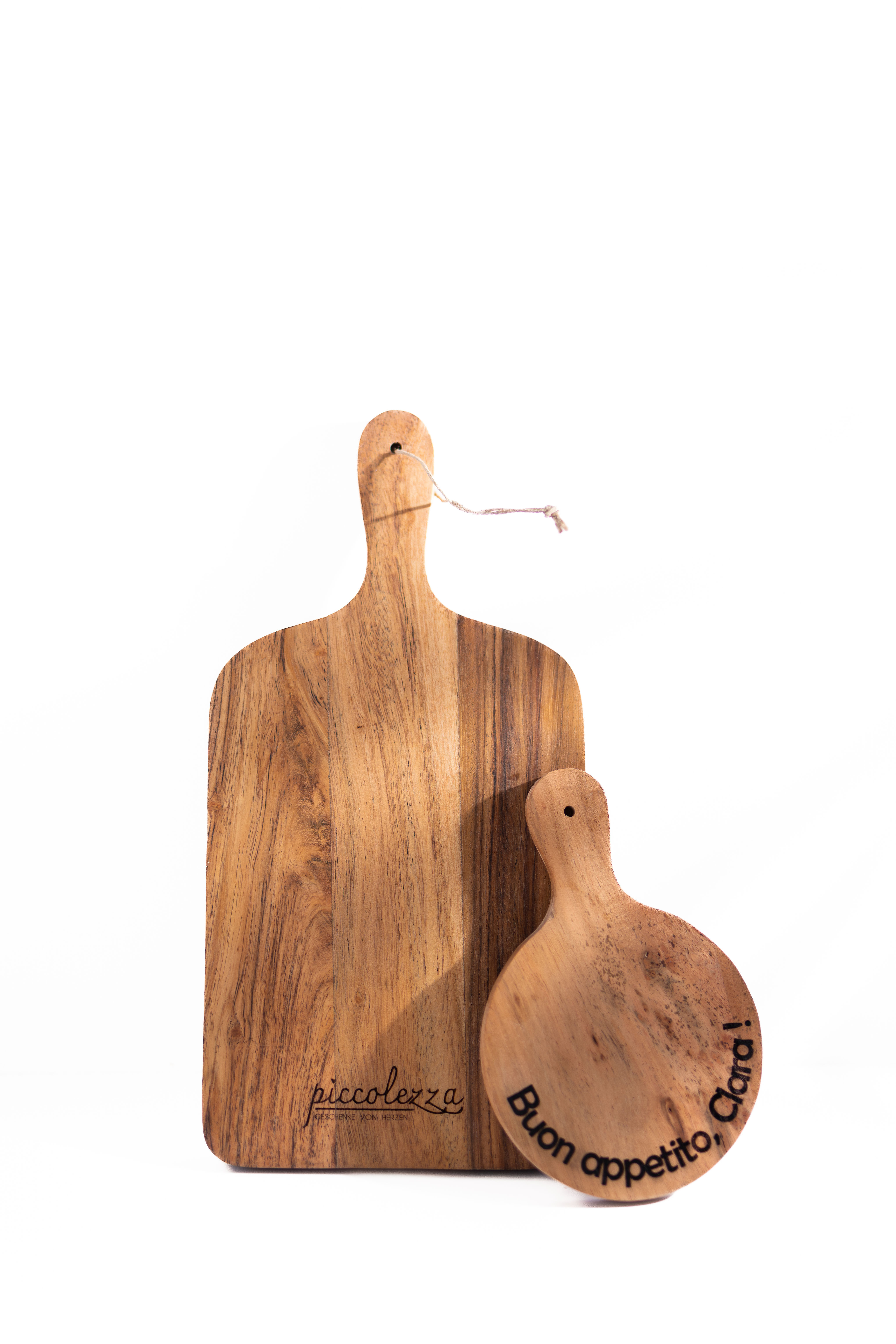 Kombiset (1x Holz-Schneidebrett + 4x Untersetzer rund)