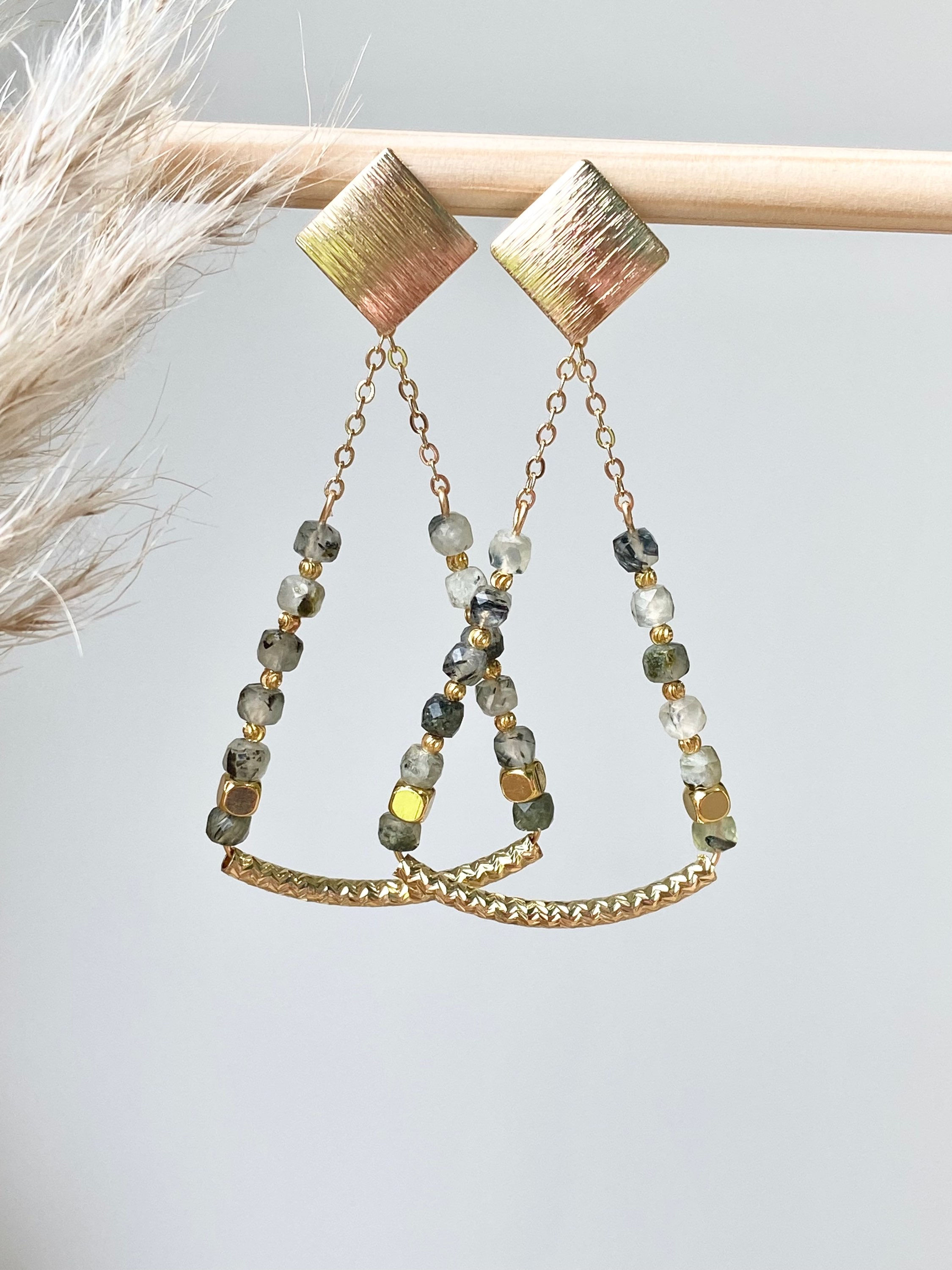 Boucles d’oreilles INA ⬖ Préhnite