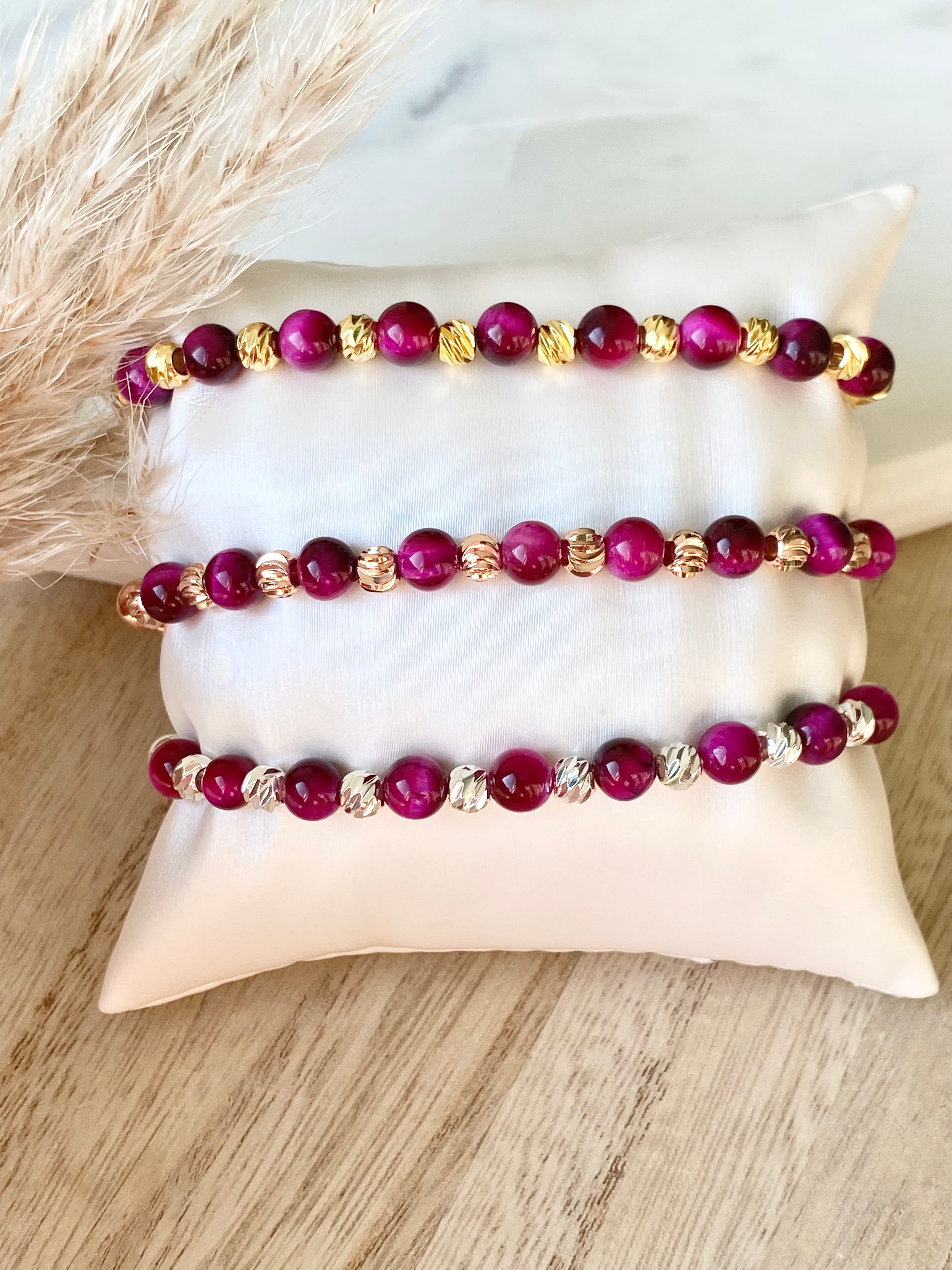 Bracelet VINICIA ⬖ Oeil de tigre rose