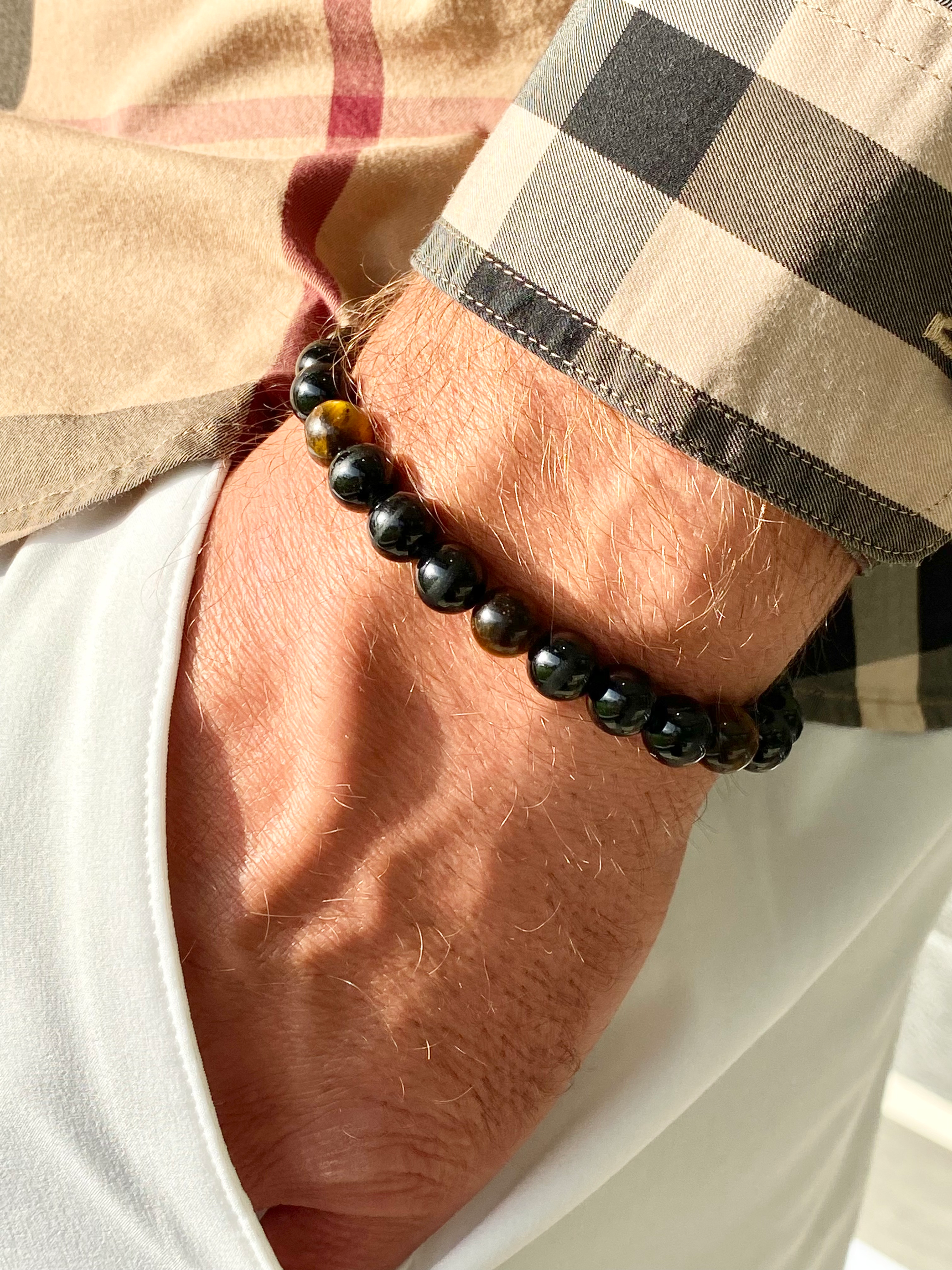 Bracelet JONAT ◐ Tourmaline noire & Oeil de tigre