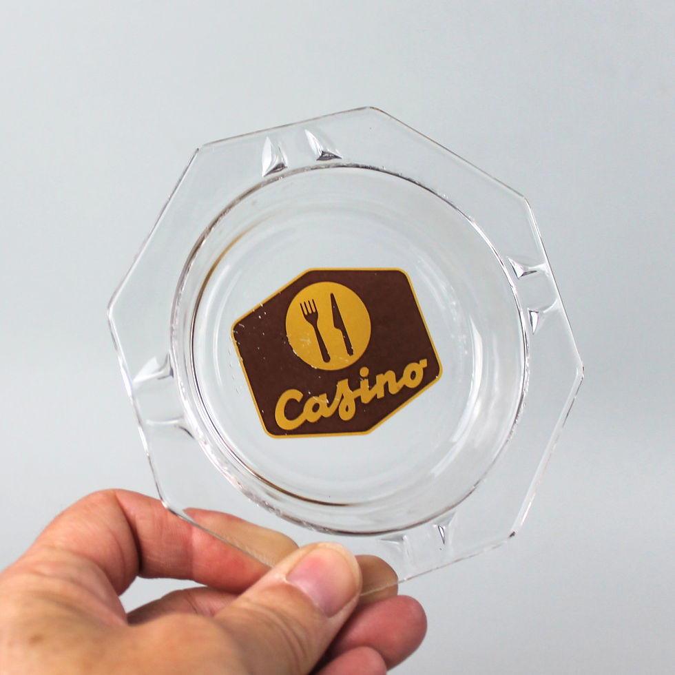 Cendrier Casino Cafétéria fond marron 1980 1990 vue de face