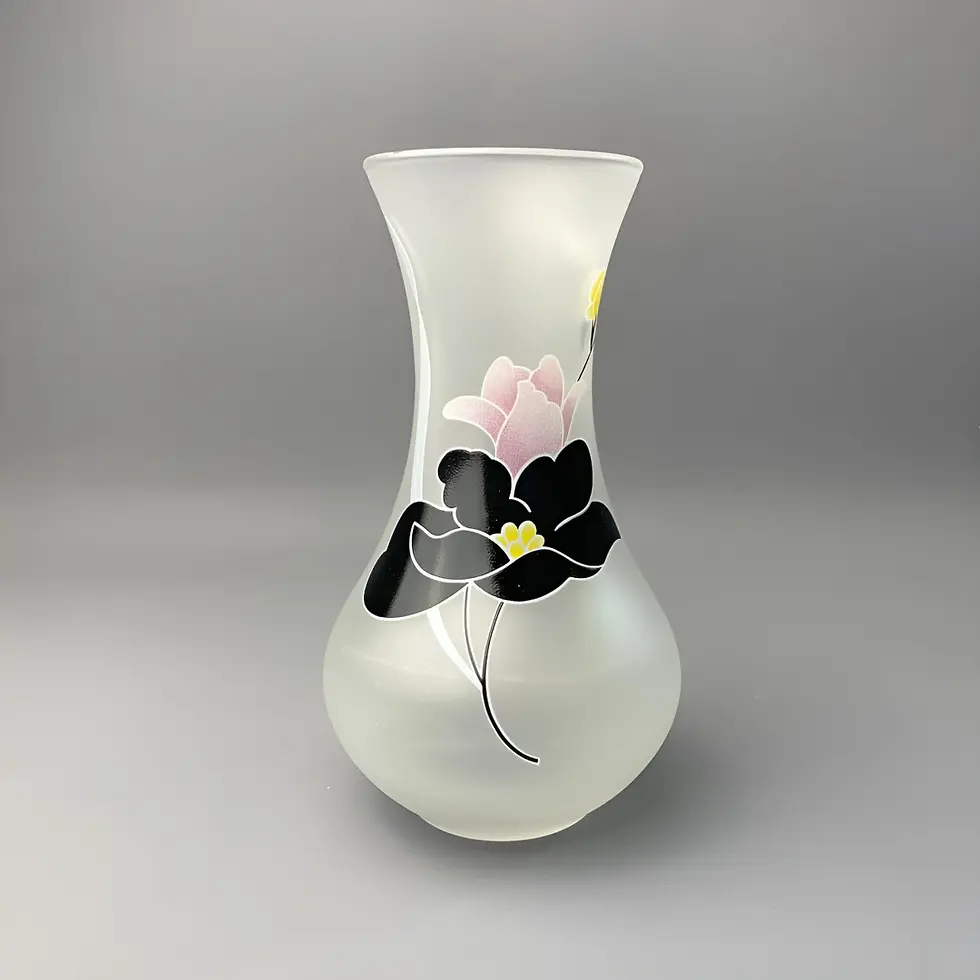 Vase Luminarc Anaïs verre dépoli floral années 80, face