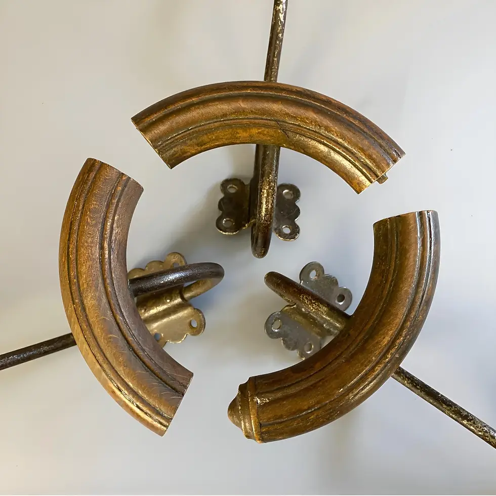 Lot de 3 patères double bois et métal ancien, poignées de près