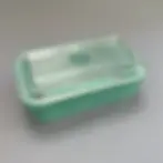 Beurrier Duralex verre vert jade années 70 avec couvercle face
