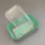 Beurrier Duralex verre vert jade années 70, intérieur avec couvercle