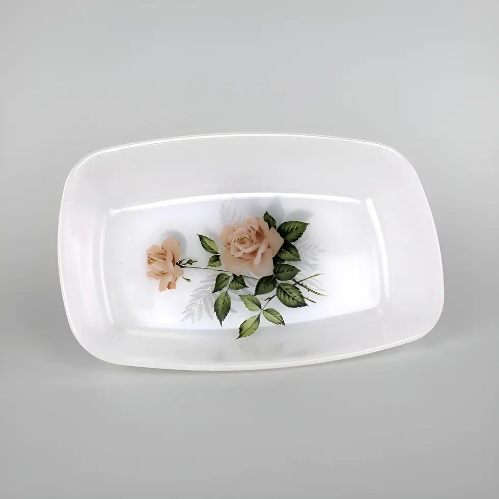 Ravier Arcopal Rose de France années 60, décor roses roses de face