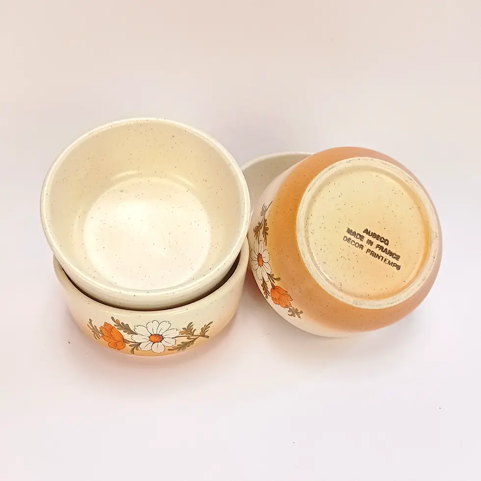 Lot de 4 ramequins en grès vintage AUBECQ vue de dessous