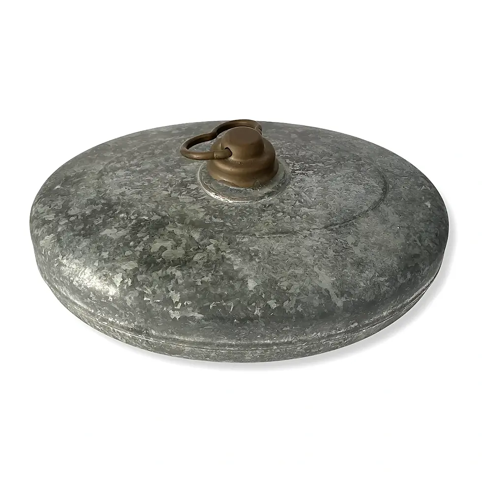 Face Bouillotte ancienne en métal galvanisé avec bouchon laiton