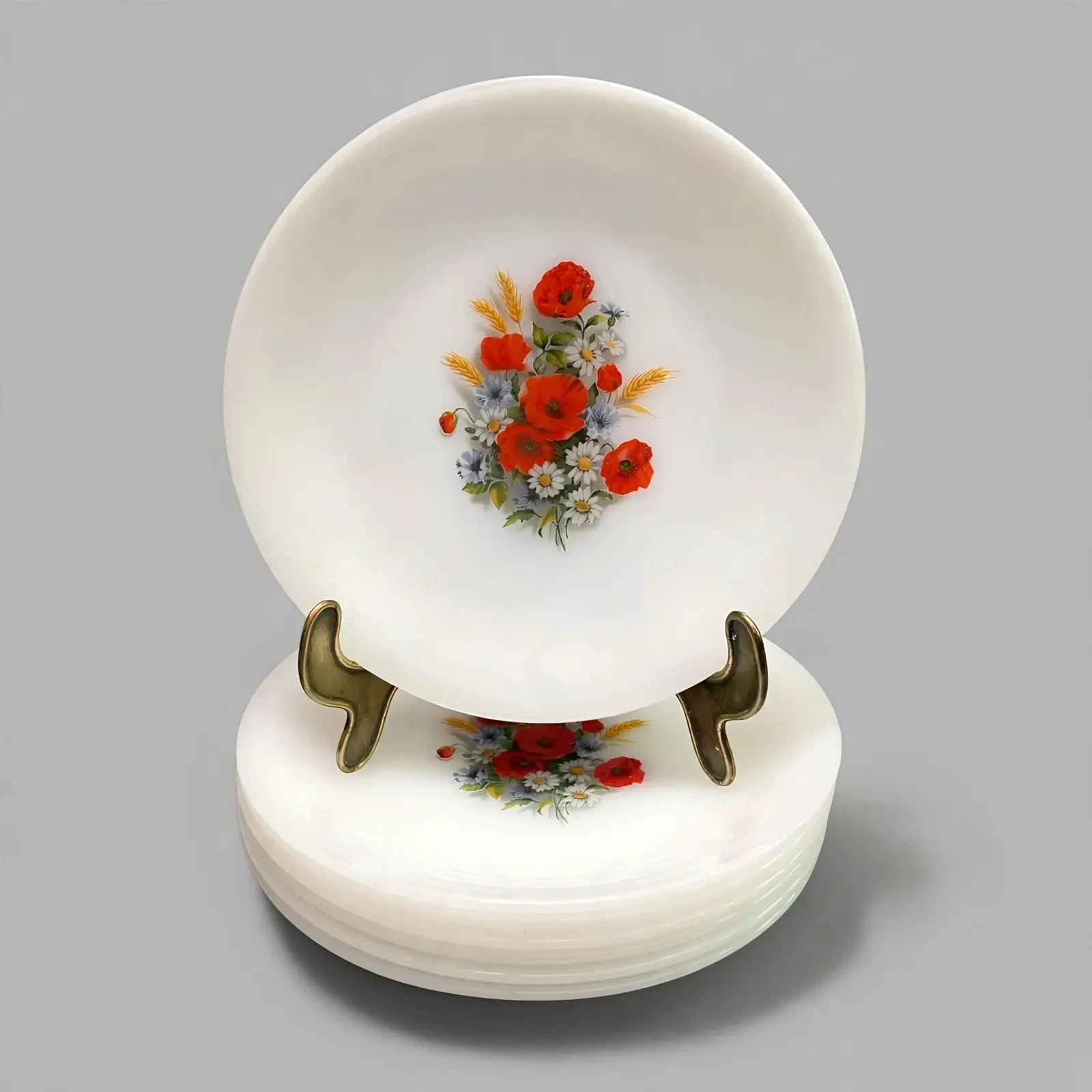 6 assiettes à dessert Arcopal fleurs champêtres vintage