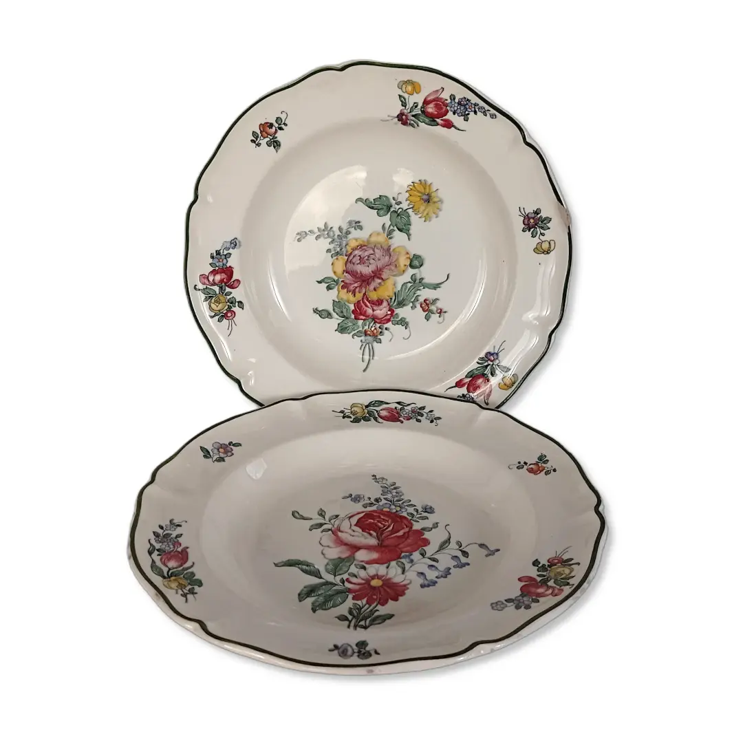 2 assiettes plates - Villeroy & Boch Mettlach 1562, vue des deux assiettes