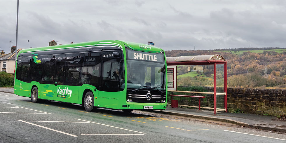 A Mercedes-Benz eCitaro electric bus in Keighley, operated by Keighley Bus Company. Picture supplied by Transdev.