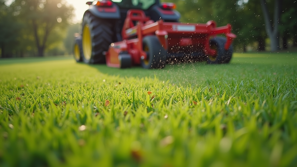 Close-up view of lawn aeration process in Chesterfield