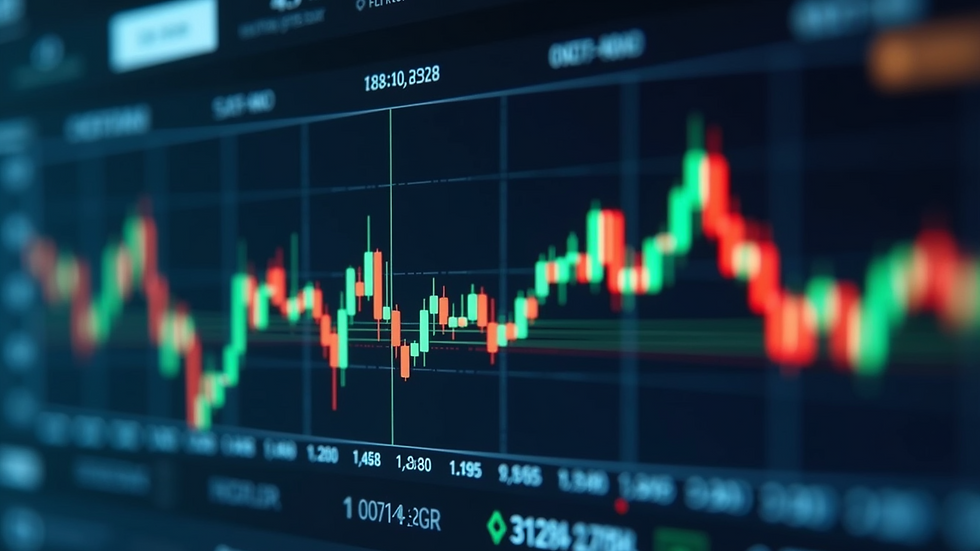 Eye-level view of a digital dashboard displaying cryptocurrency charts