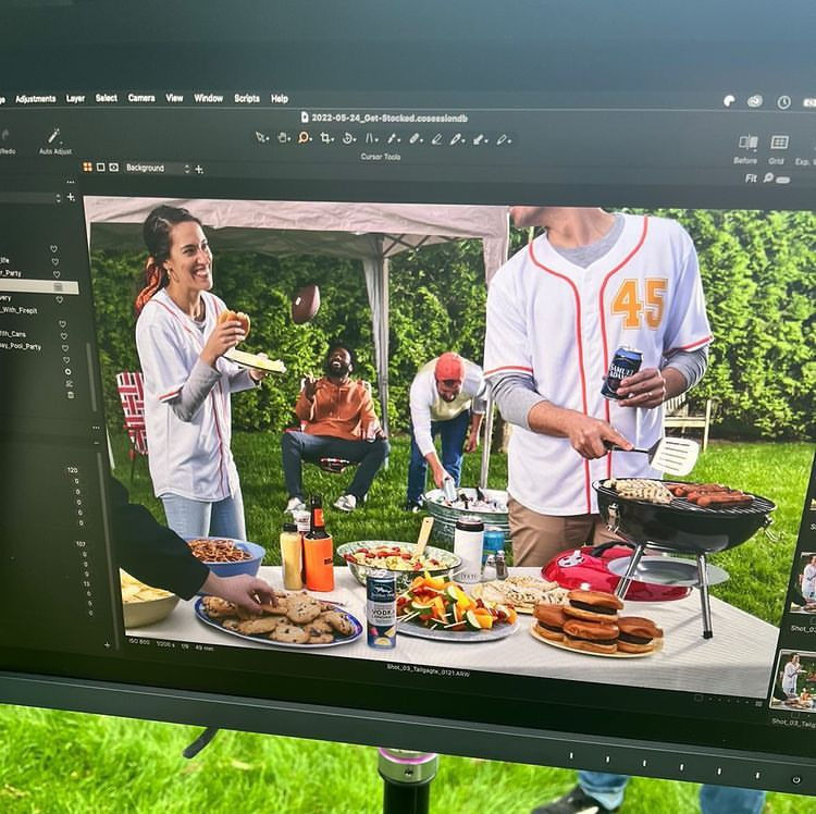 On set for print campaign