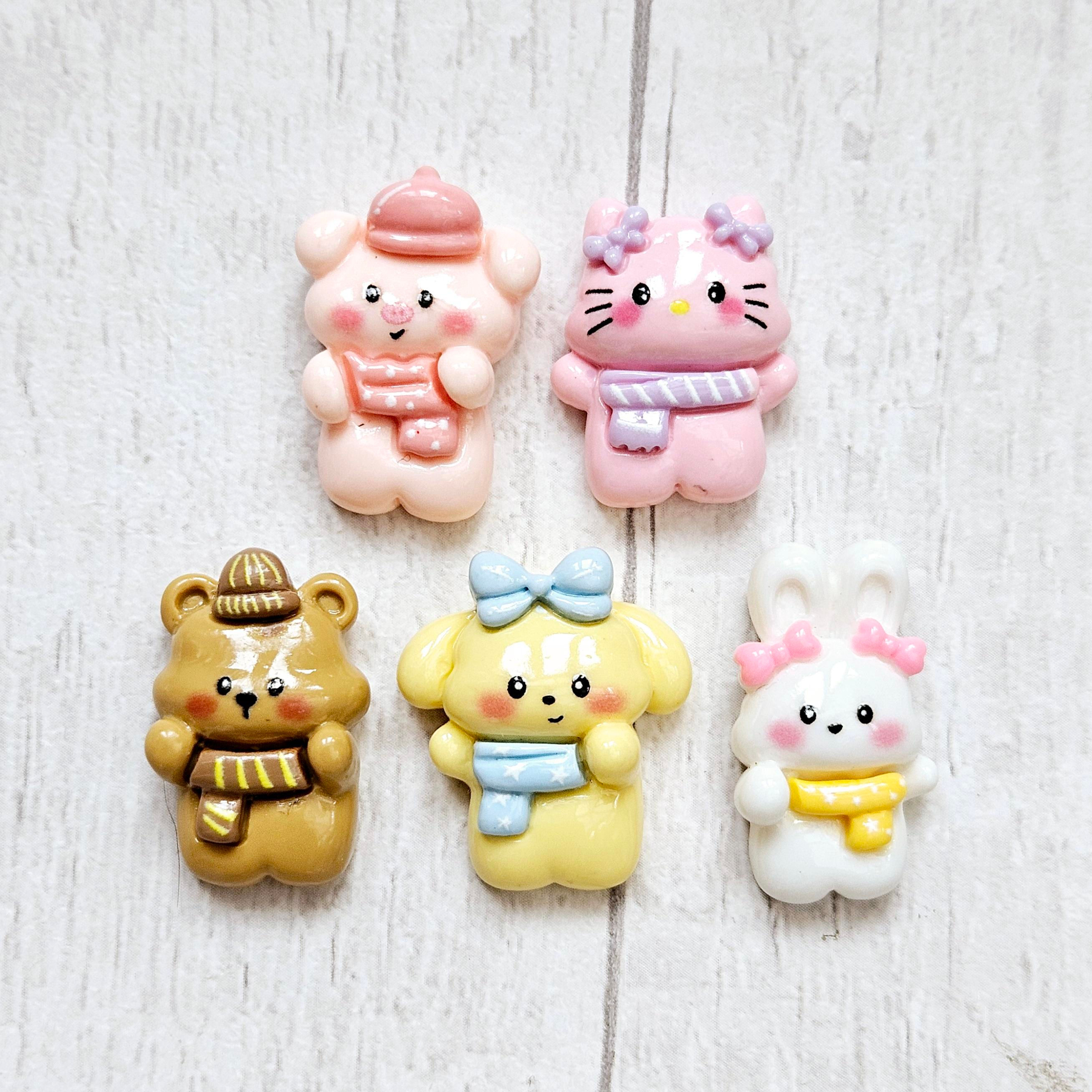 Cute Animals in Scarves Small Resin Flatback Charms