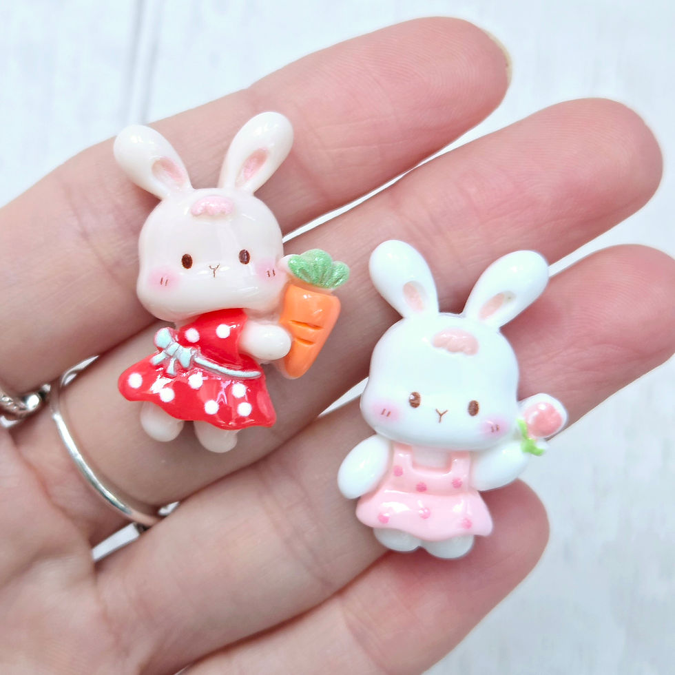 Thumbnail: Spring Bunnies Four Set Resin Flatback Cabochon Charms