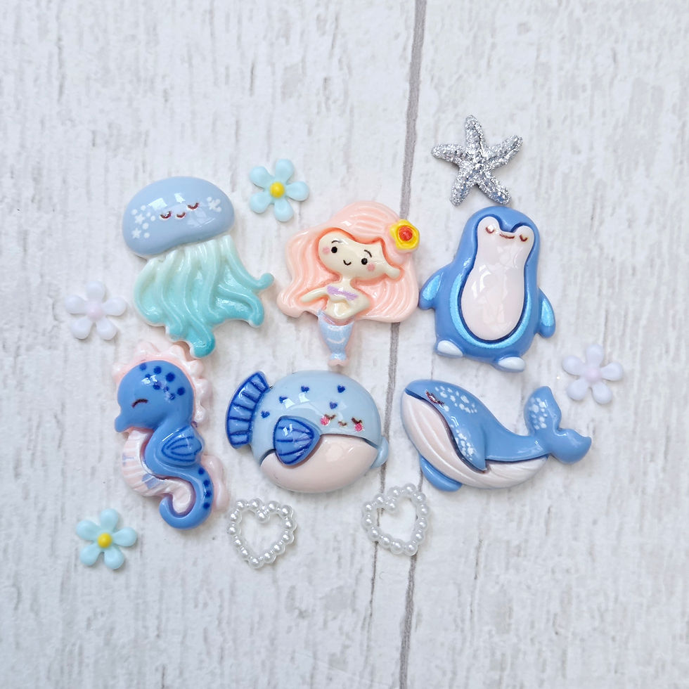 Mermaid Sea Creatures Decoden Compact Mirror Brush Kit