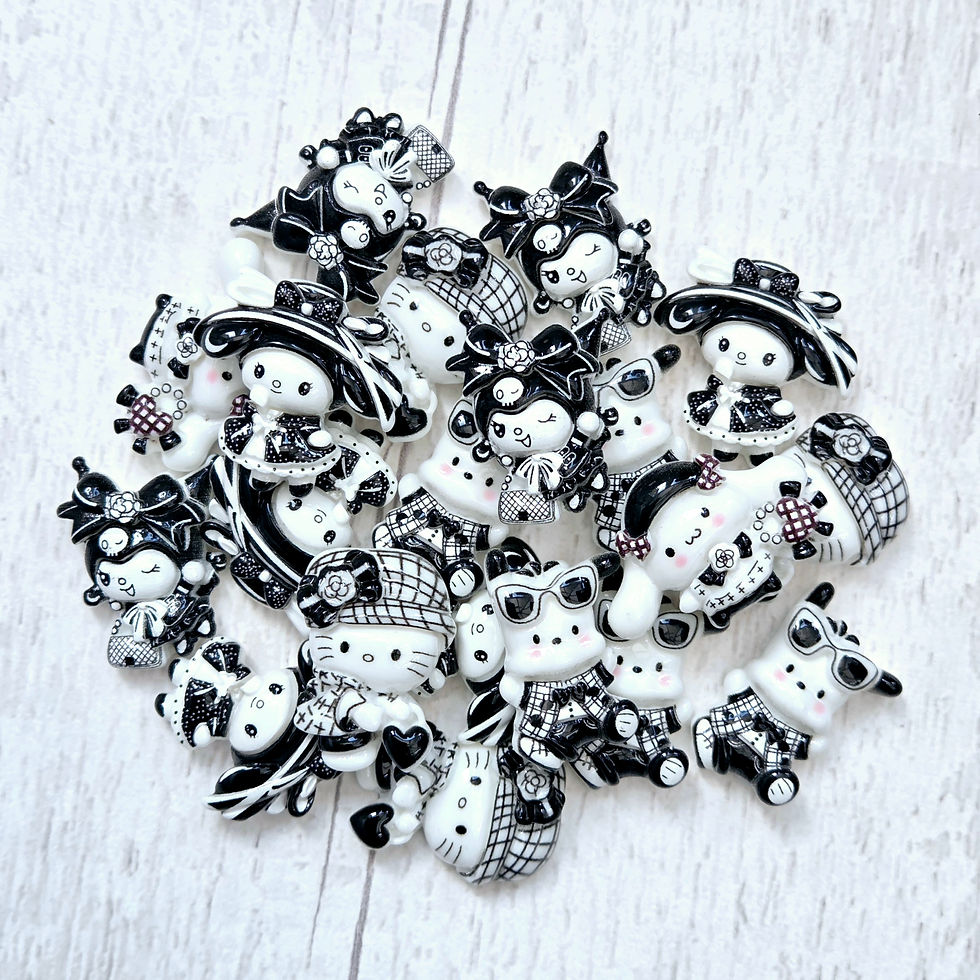 Thumbnail: Hello Kitty Black and White Resin Flatback Cabochon Charms