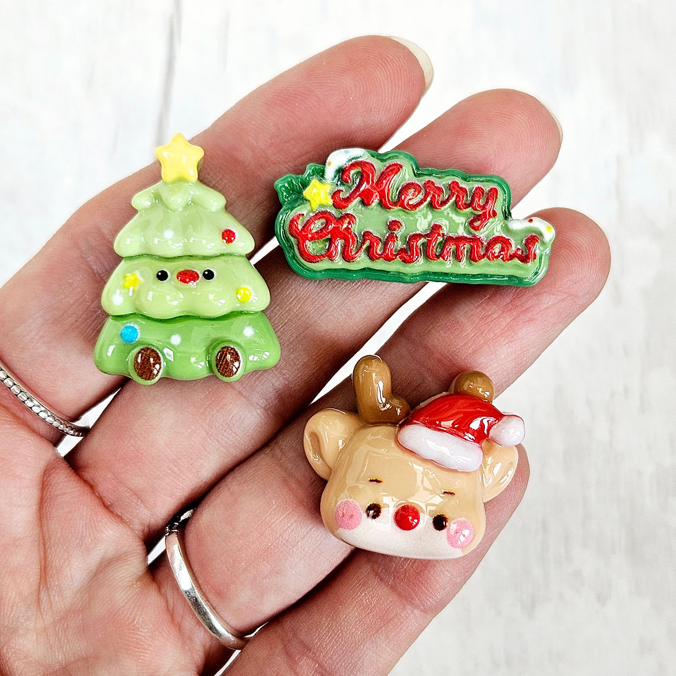 Thumbnail: Christmas Characters Resin Flatback Charms Close Up