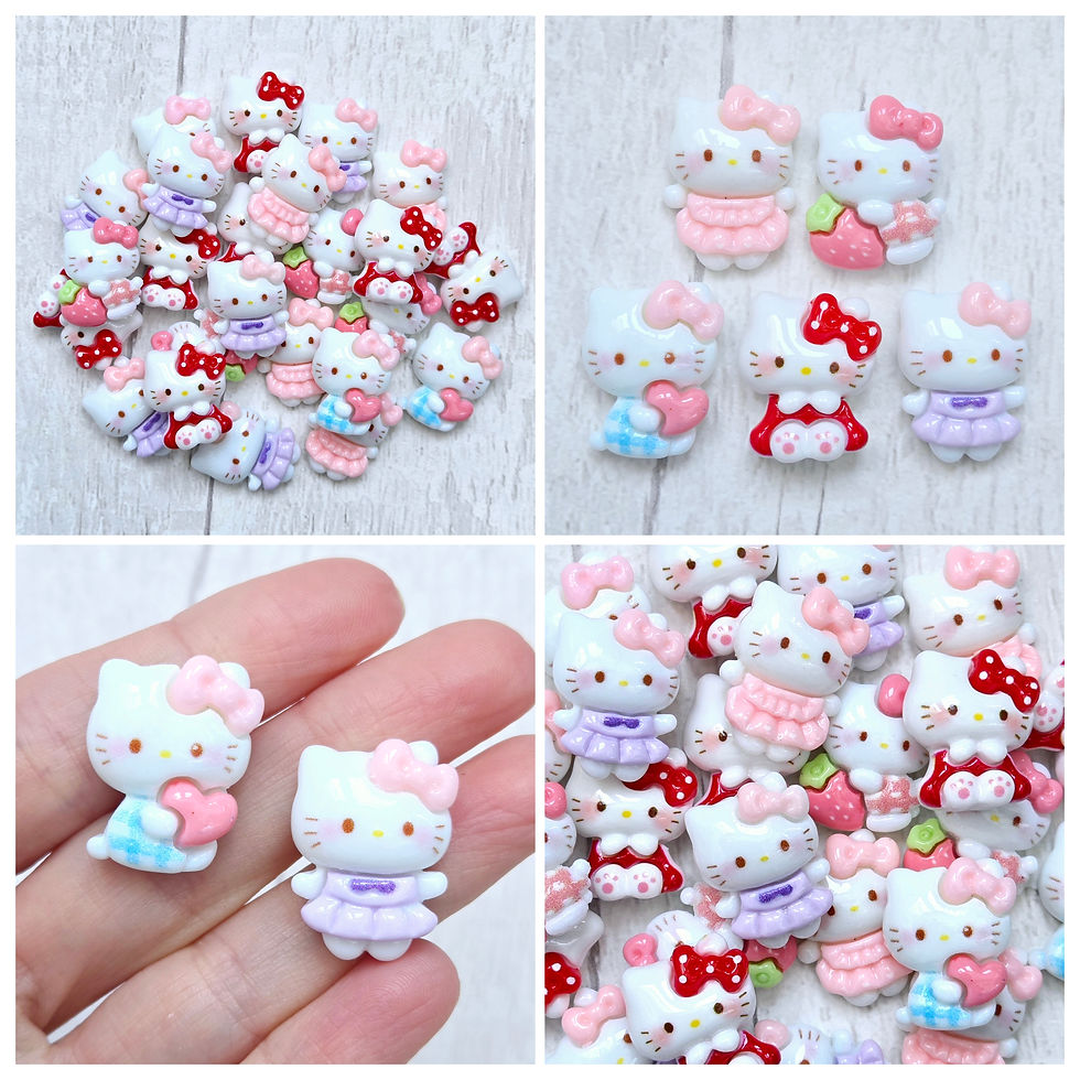 Hello Kitty Characters in Dresses Resin Flatback Cabochon Charms