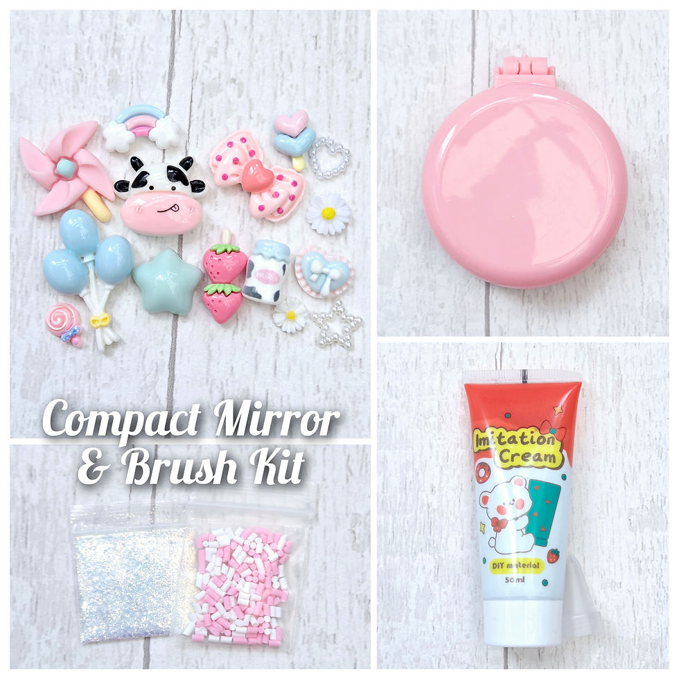 Cute Cow Decoden Compact Mirror & Brush Kit