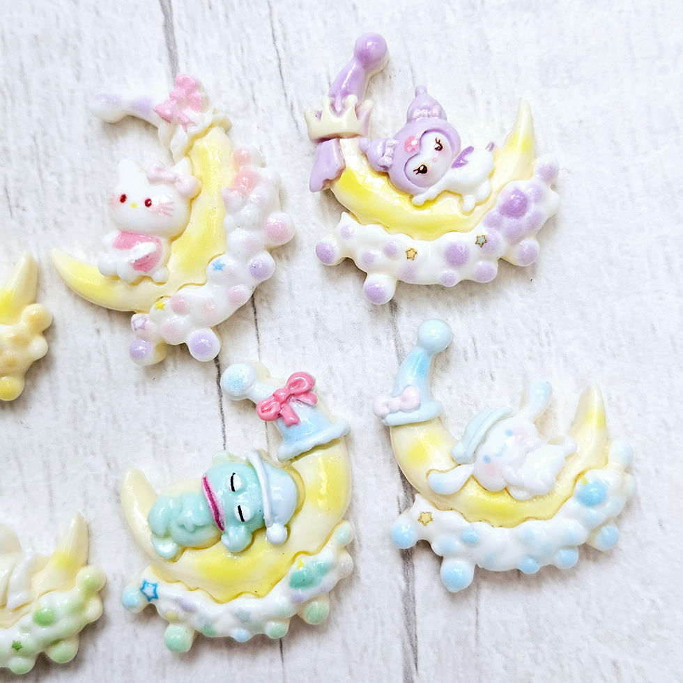 Hello Kitty on Moon Decoden Resin Flatback Charms