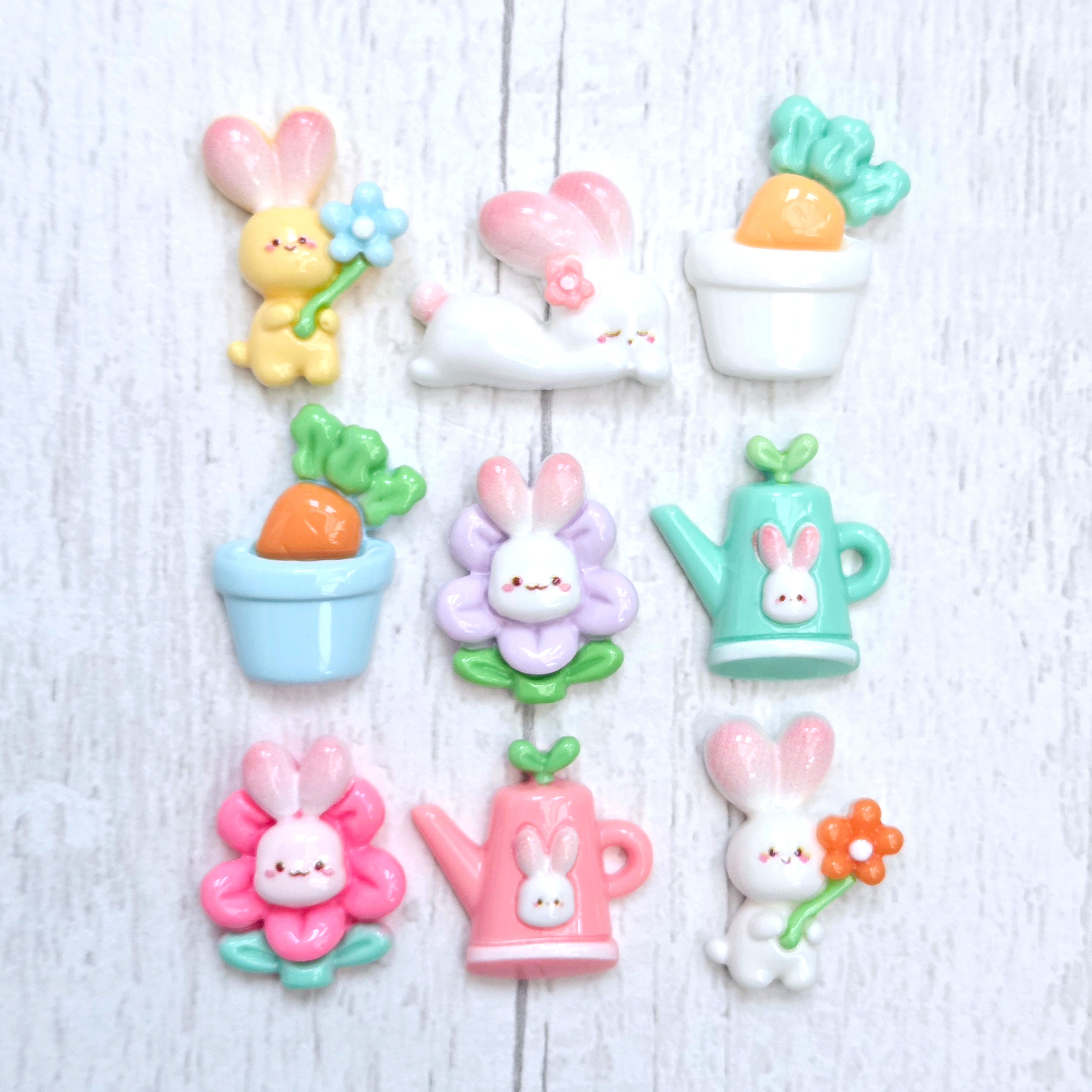 Cute Spring Bunnies Resin Flatback Cabochon Charms
