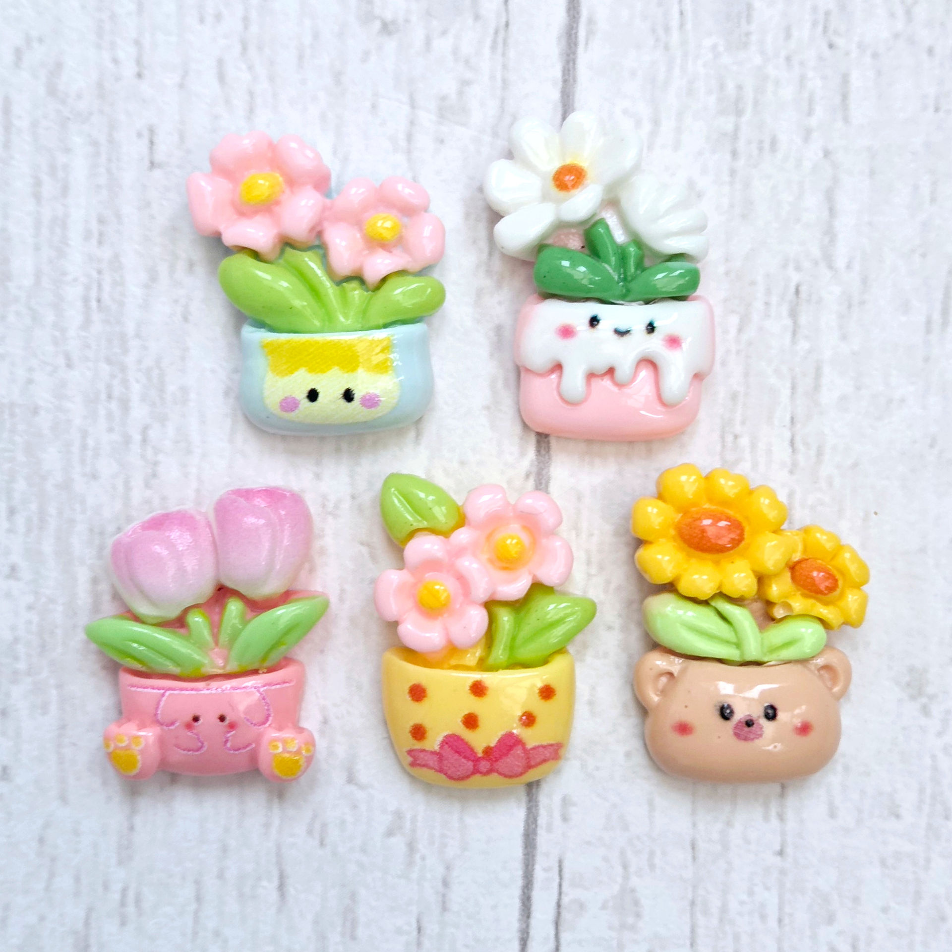 potted plants and flowers resin charms