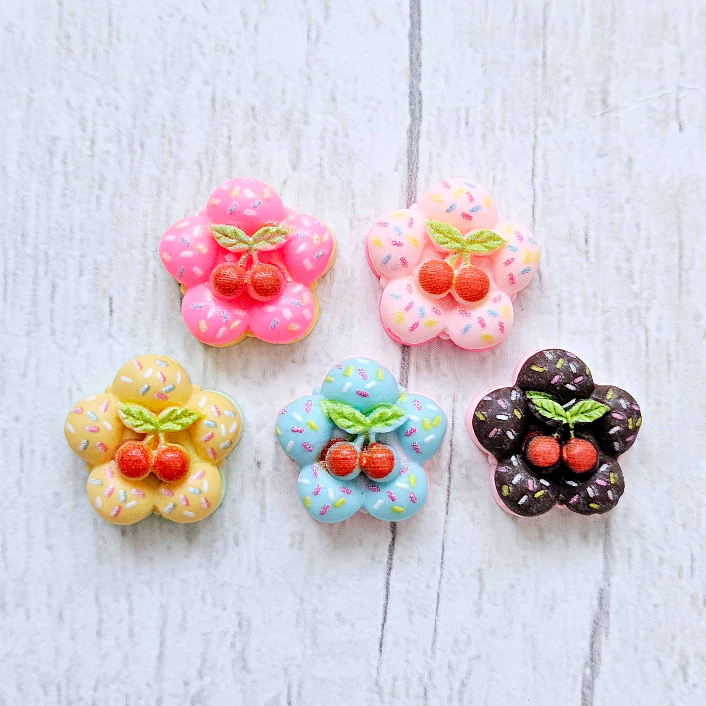 Flowers with Cherries Resin Flatback Cabochon Charms