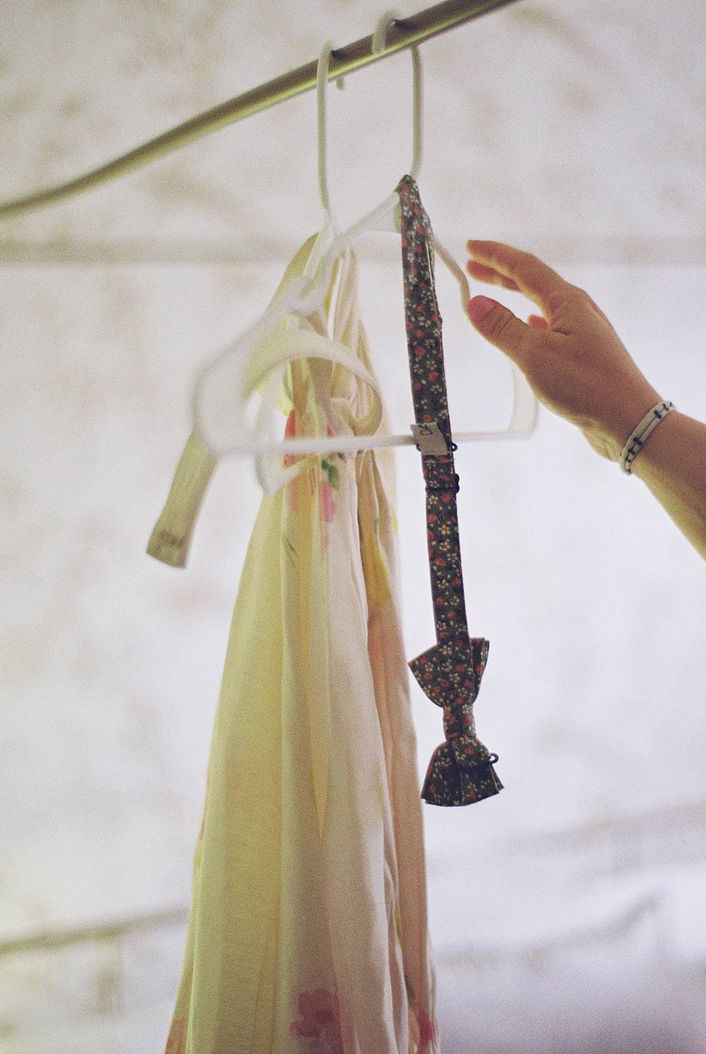 Getting ready moments documented by Smith Brian on film for a wedding in Alexandria, Virginia. 